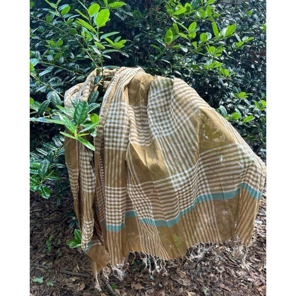 Matta NY Dupatta Silk Cotton Scarf Pareo Wrap Tassels Shawl / new no tags - Picture 2 of 9